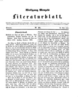 Literaturblatt (Morgenblatt für gebildete Stände) Mittwoch 24. Mai 1865