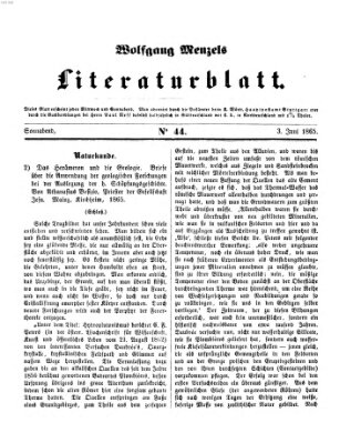 Literaturblatt (Morgenblatt für gebildete Stände) Samstag 3. Juni 1865