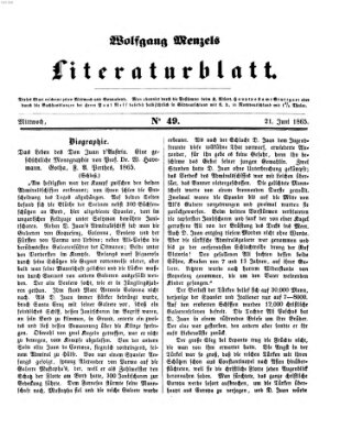 Literaturblatt (Morgenblatt für gebildete Stände) Mittwoch 21. Juni 1865