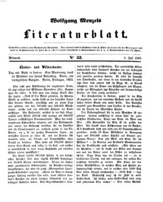 Literaturblatt (Morgenblatt für gebildete Stände) Mittwoch 5. Juli 1865