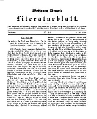 Literaturblatt (Morgenblatt für gebildete Stände) Samstag 8. Juli 1865