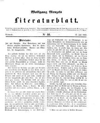 Literaturblatt (Morgenblatt für gebildete Stände) Mittwoch 12. Juli 1865