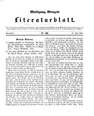 Literaturblatt (Morgenblatt für gebildete Stände) Samstag 15. Juli 1865