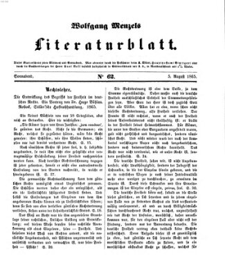 Literaturblatt (Morgenblatt für gebildete Stände) Samstag 5. August 1865