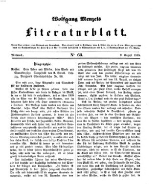 Literaturblatt (Morgenblatt für gebildete Stände) Mittwoch 9. August 1865