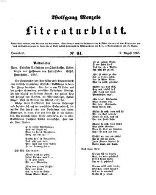 Literaturblatt (Morgenblatt für gebildete Stände) Samstag 12. August 1865