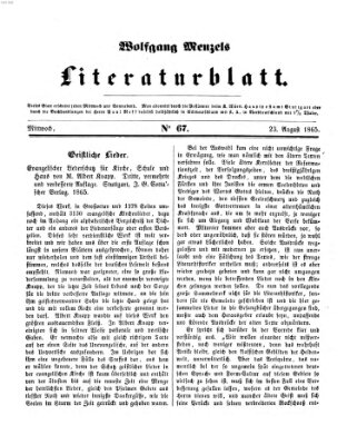 Literaturblatt (Morgenblatt für gebildete Stände) Mittwoch 23. August 1865