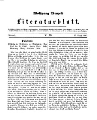 Literaturblatt (Morgenblatt für gebildete Stände) Mittwoch 30. August 1865