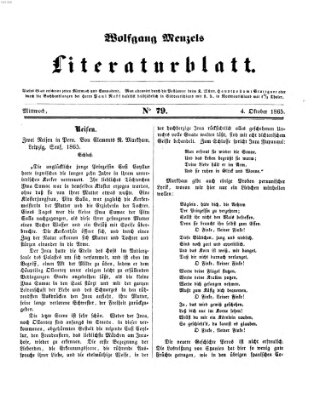 Literaturblatt (Morgenblatt für gebildete Stände) Mittwoch 4. Oktober 1865