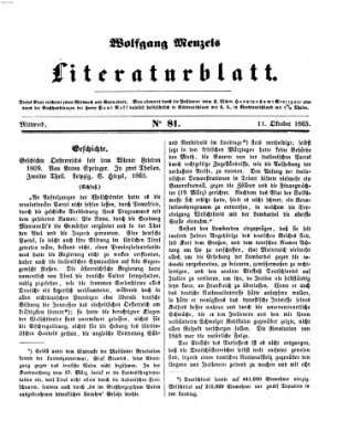 Literaturblatt (Morgenblatt für gebildete Stände) Mittwoch 11. Oktober 1865