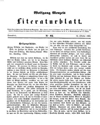 Literaturblatt (Morgenblatt für gebildete Stände) Samstag 14. Oktober 1865