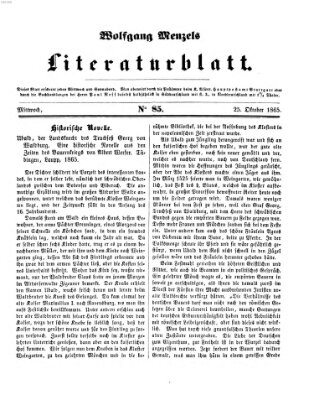 Literaturblatt (Morgenblatt für gebildete Stände) Mittwoch 25. Oktober 1865