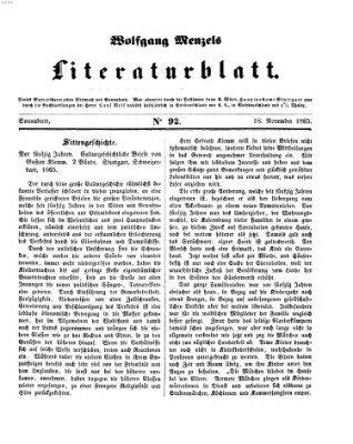 Literaturblatt (Morgenblatt für gebildete Stände) Samstag 18. November 1865