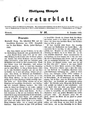 Literaturblatt (Morgenblatt für gebildete Stände) Mittwoch 6. Dezember 1865