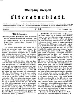 Literaturblatt (Morgenblatt für gebildete Stände) Mittwoch 13. Dezember 1865