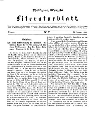 Literaturblatt (Morgenblatt für gebildete Stände) Mittwoch 24. Januar 1866