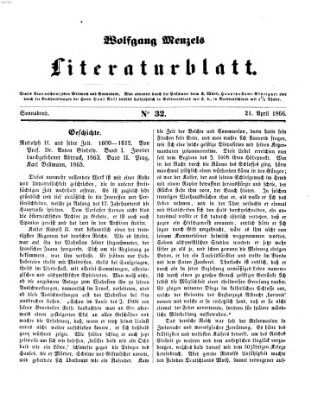 Literaturblatt (Morgenblatt für gebildete Stände) Samstag 21. April 1866