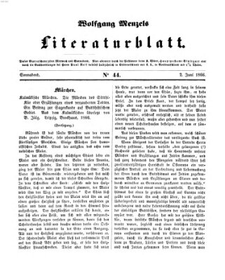 Literaturblatt (Morgenblatt für gebildete Stände) Samstag 2. Juni 1866