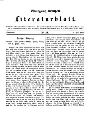 Literaturblatt (Morgenblatt für gebildete Stände) Samstag 16. Juni 1866