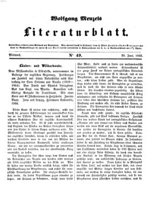 Literaturblatt (Morgenblatt für gebildete Stände) Mittwoch 20. Juni 1866