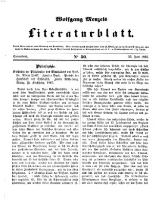 Literaturblatt (Morgenblatt für gebildete Stände) Samstag 23. Juni 1866