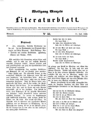 Literaturblatt (Morgenblatt für gebildete Stände) Mittwoch 11. Juli 1866