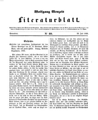 Literaturblatt (Morgenblatt für gebildete Stände) Samstag 28. Juli 1866