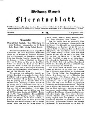 Literaturblatt (Morgenblatt für gebildete Stände) Mittwoch 5. September 1866