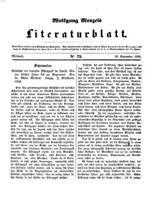 Literaturblatt (Morgenblatt für gebildete Stände) Mittwoch 19. September 1866