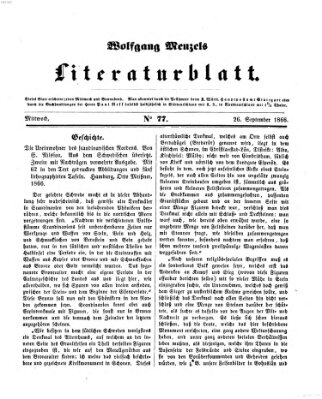 Literaturblatt (Morgenblatt für gebildete Stände) Mittwoch 26. September 1866