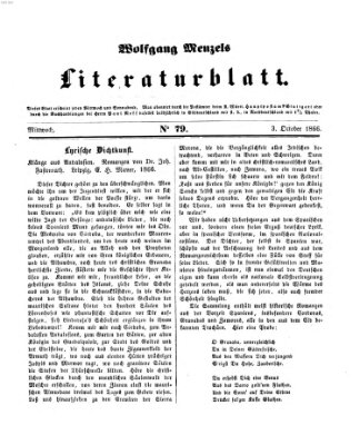 Literaturblatt (Morgenblatt für gebildete Stände) Mittwoch 3. Oktober 1866