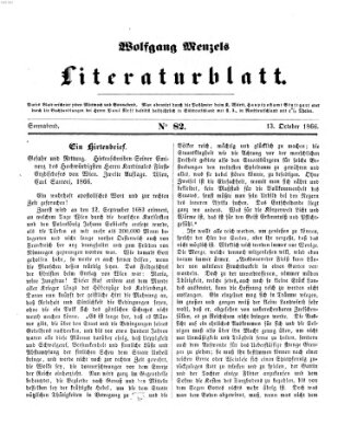 Literaturblatt (Morgenblatt für gebildete Stände) Samstag 13. Oktober 1866