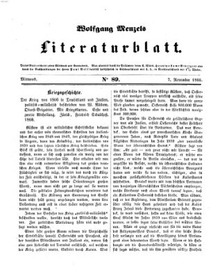 Literaturblatt (Morgenblatt für gebildete Stände) Mittwoch 7. November 1866