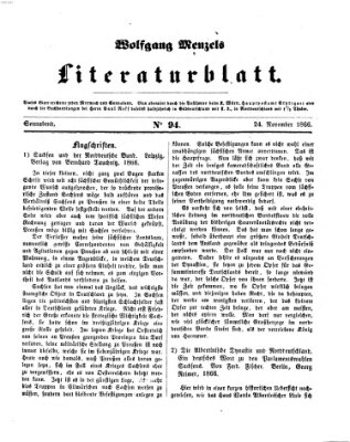 Literaturblatt (Morgenblatt für gebildete Stände) Samstag 24. November 1866