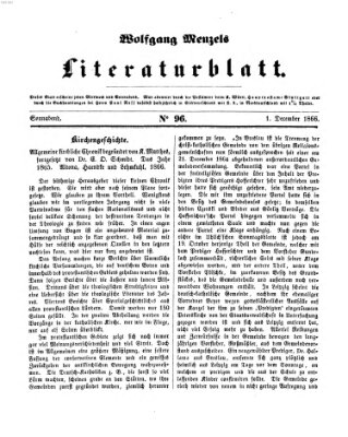 Literaturblatt (Morgenblatt für gebildete Stände) Samstag 1. Dezember 1866