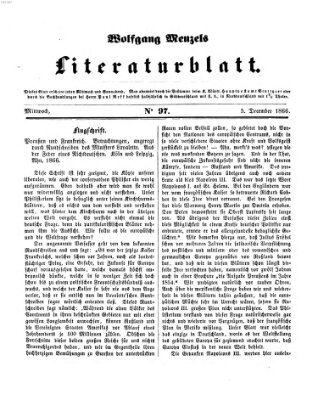 Literaturblatt (Morgenblatt für gebildete Stände) Mittwoch 5. Dezember 1866