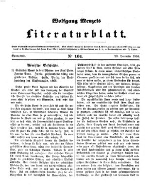 Literaturblatt (Morgenblatt für gebildete Stände) Samstag 29. Dezember 1866