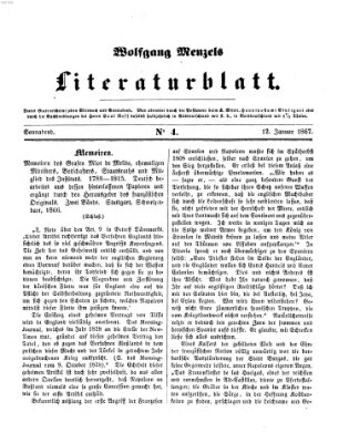 Literaturblatt (Morgenblatt für gebildete Stände) Samstag 12. Januar 1867