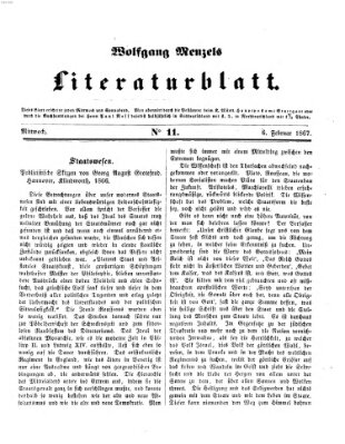 Literaturblatt (Morgenblatt für gebildete Stände) Mittwoch 6. Februar 1867