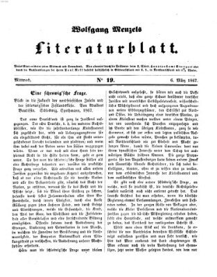 Literaturblatt (Morgenblatt für gebildete Stände) Mittwoch 6. März 1867