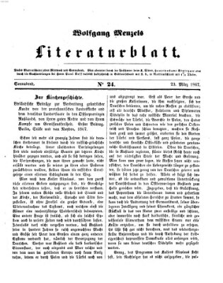 Literaturblatt (Morgenblatt für gebildete Stände) Samstag 23. März 1867