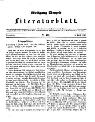 Literaturblatt (Morgenblatt für gebildete Stände) Samstag 6. April 1867