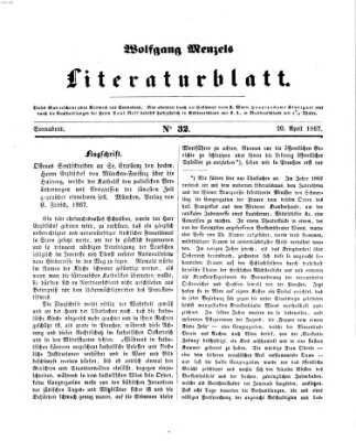 Literaturblatt (Morgenblatt für gebildete Stände) Samstag 20. April 1867