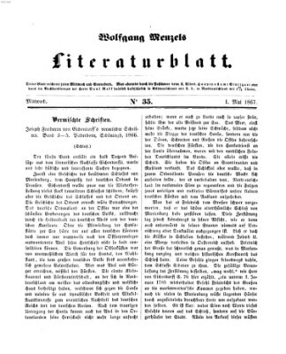 Literaturblatt (Morgenblatt für gebildete Stände) Mittwoch 1. Mai 1867