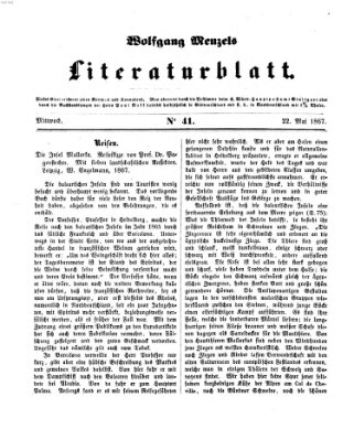 Literaturblatt (Morgenblatt für gebildete Stände) Mittwoch 22. Mai 1867