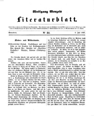 Literaturblatt (Morgenblatt für gebildete Stände) Samstag 6. Juli 1867