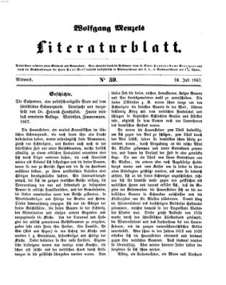 Literaturblatt (Morgenblatt für gebildete Stände) Mittwoch 24. Juli 1867