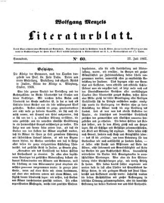 Literaturblatt (Morgenblatt für gebildete Stände) Samstag 27. Juli 1867