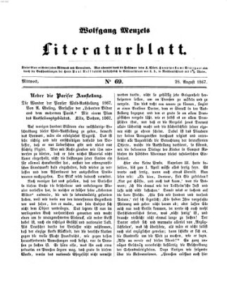 Literaturblatt (Morgenblatt für gebildete Stände) Mittwoch 28. August 1867