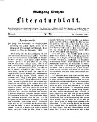 Literaturblatt (Morgenblatt für gebildete Stände) Mittwoch 11. September 1867